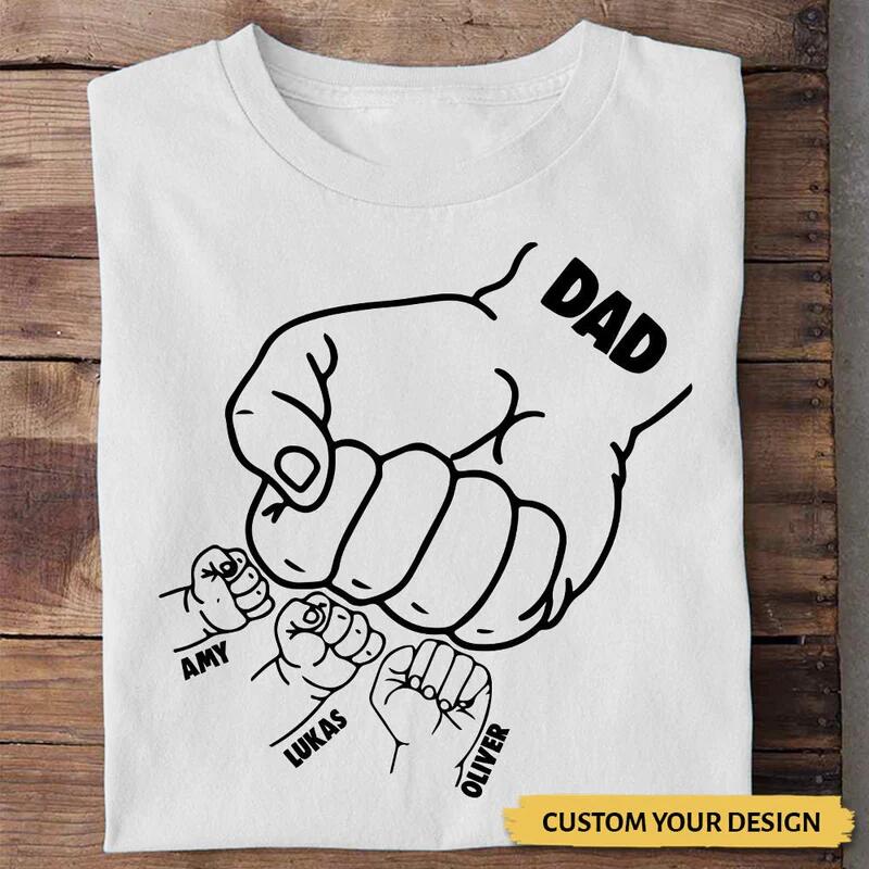 Dad Hand Bumps - Personalized T-Shirt - Best Gift For Father - Image 3