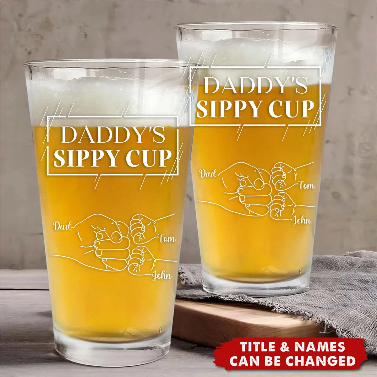 Daddy's Sippy Cup - Personalized Beer Glass - Image 2