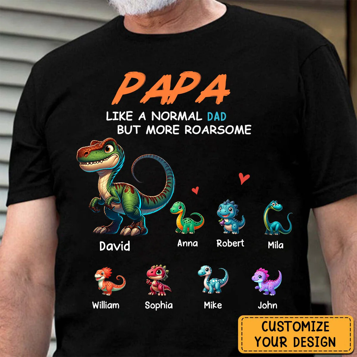 Gift For Grandpa Roarsome Papasaurus Tshirt - Image 2