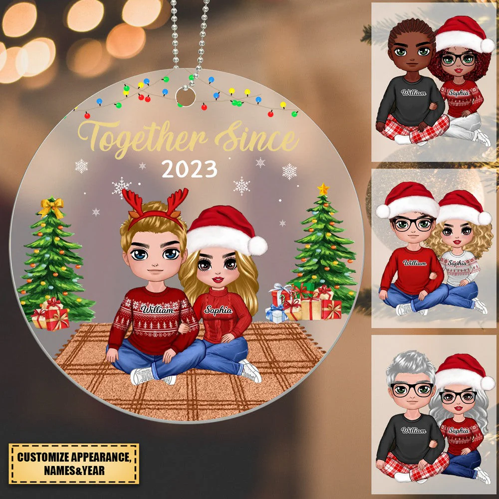 Doll Couple Sitting In House Personalized Acrylic Ornament - Image 2
