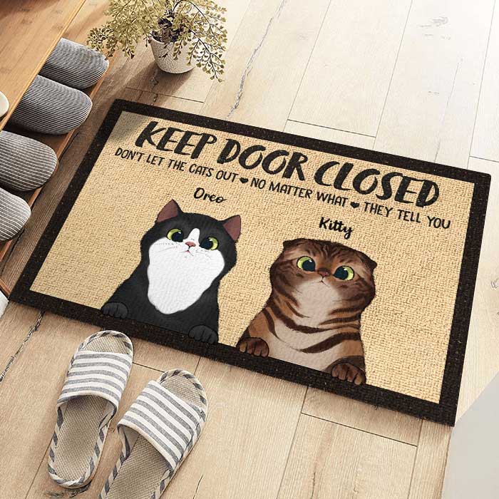 Don't Let The Cats Out - Funny Personalized Cat Decorative Mat - Image 3