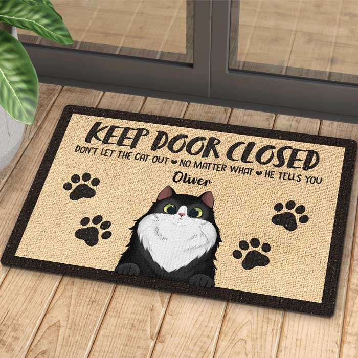 Don't Let The Cats Out - Funny Personalized Cat Decorative Mat - Image 4