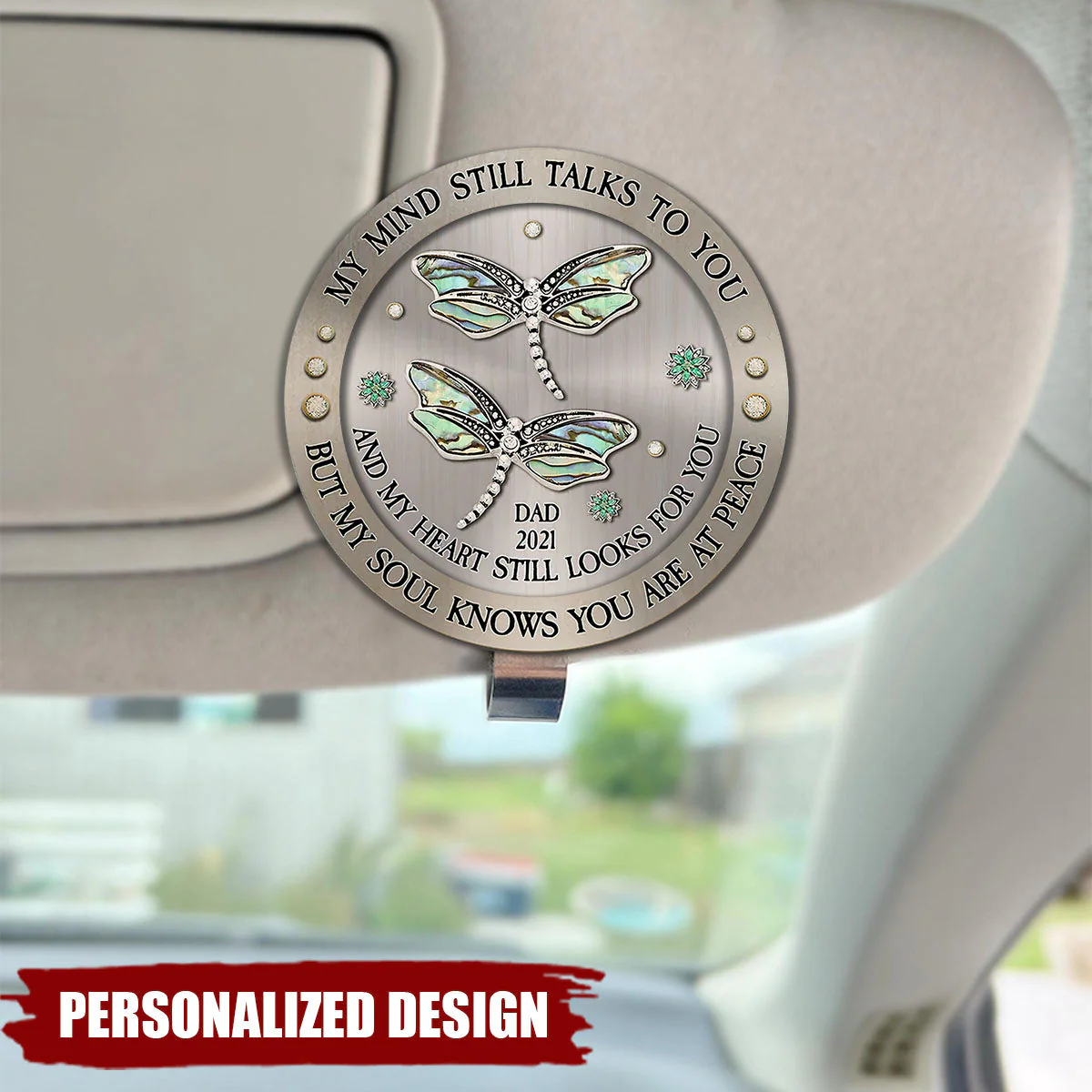 Dragonfly My Mind My Heart My Soul - Personalized Custom Car Visor Clip - Image 2
