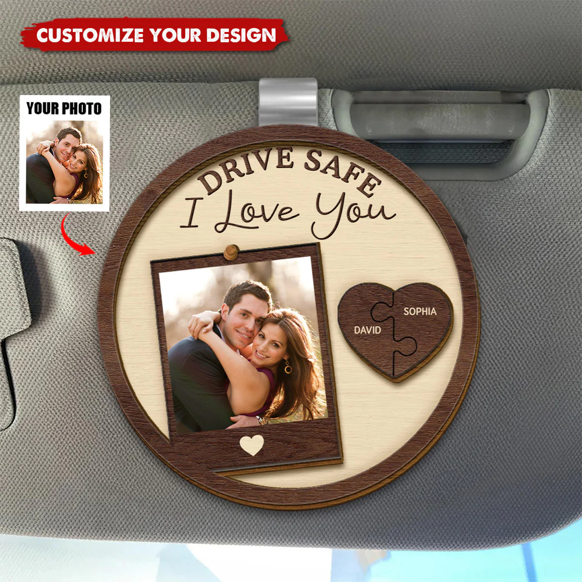 Drive Safe I Love You - Personalized Custom Shaped Car Visor Clip - Image 2