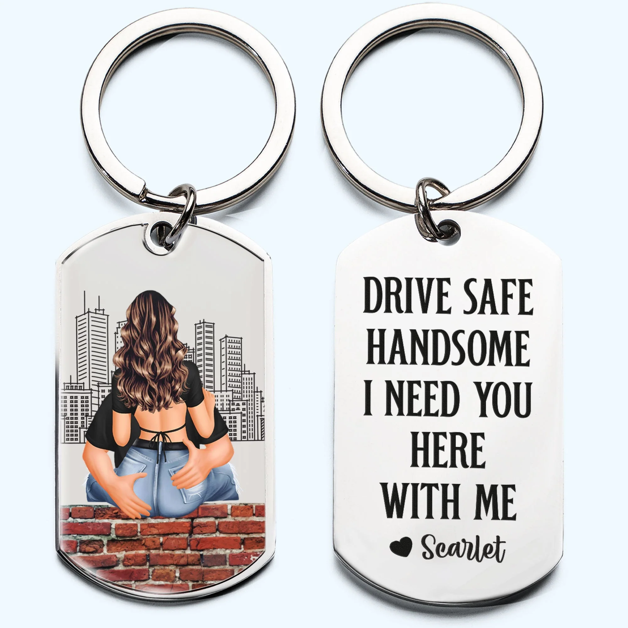 Drive Safe - Personalized Engraved Stainless Steel Keychain - Image 2
