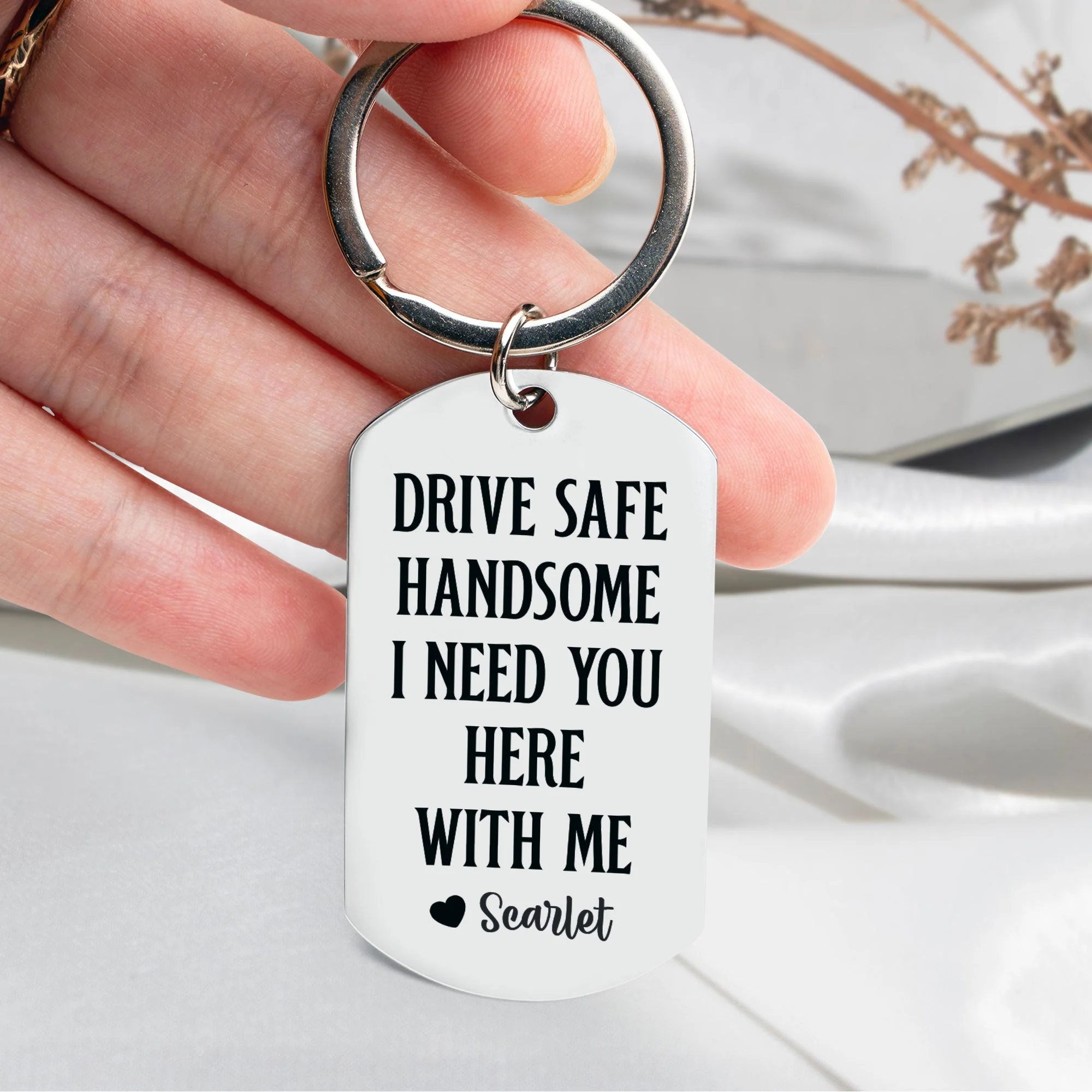 Drive Safe - Personalized Engraved Stainless Steel Keychain - Image 4