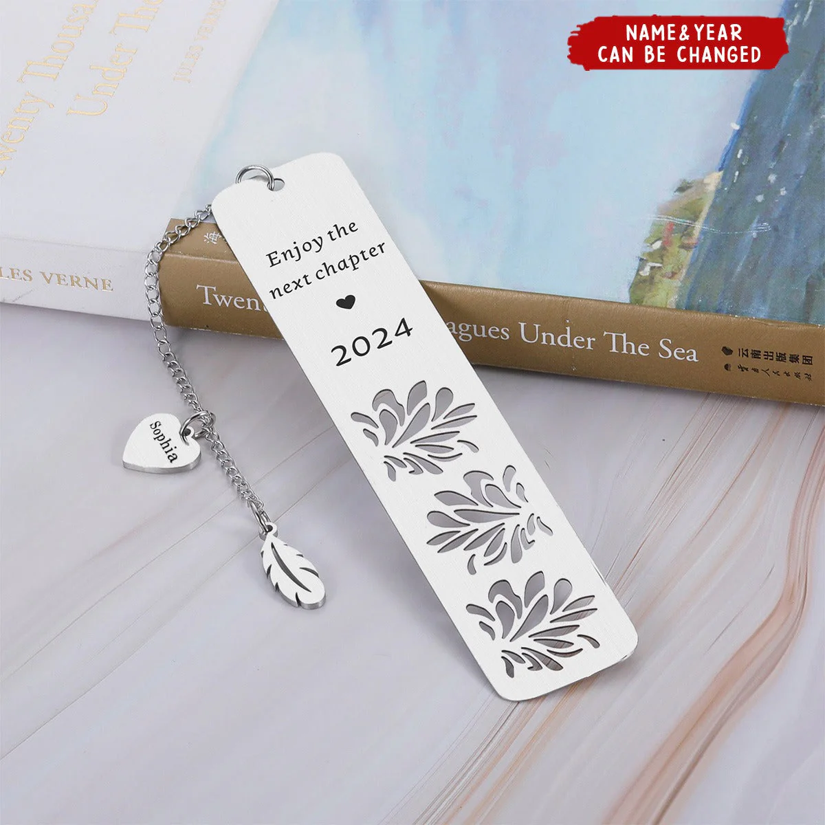 Enjoy The Next Chapter Personalized Metal Bookmark - Image 2