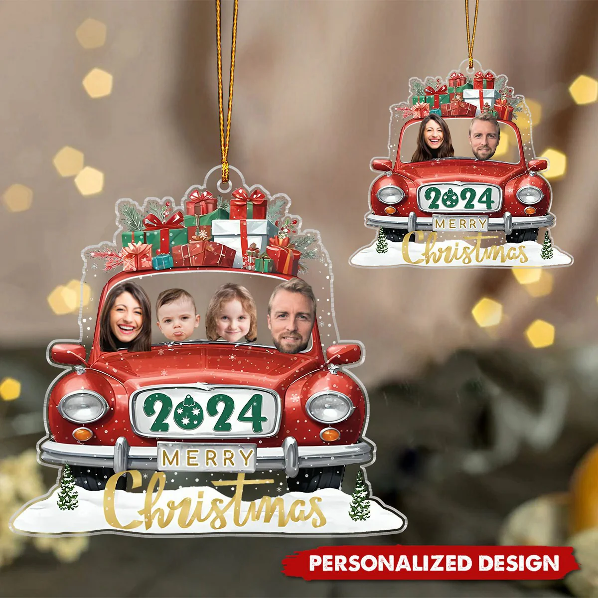Enjoying Christmas - Personalized Family Ornament-Upload Photo - Image 2