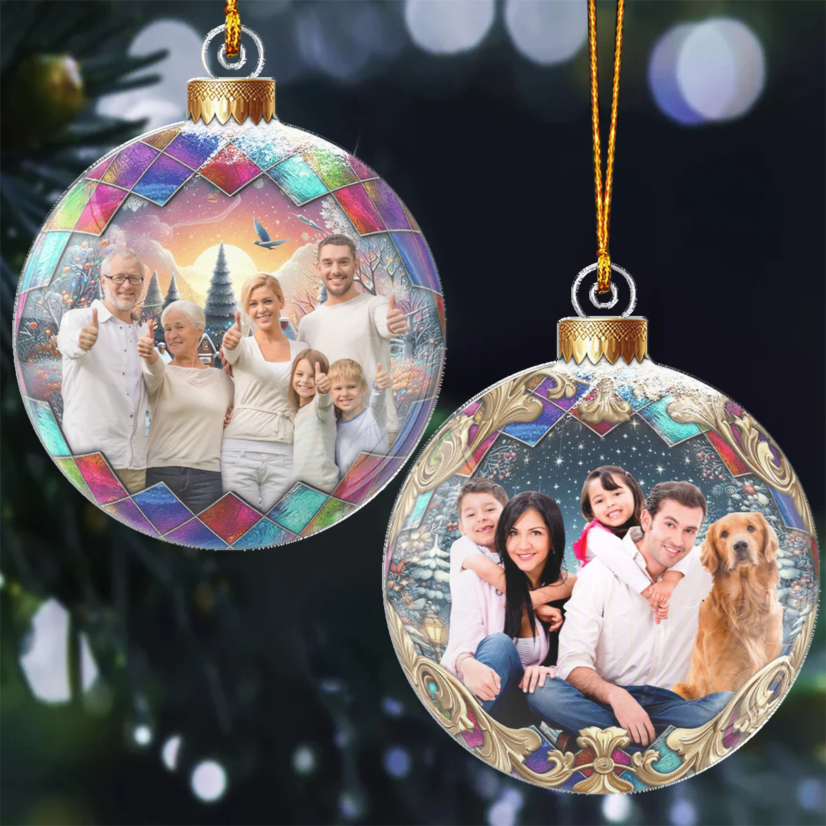 Family Christmas Bauble Shaped - Custom Acrylic Ornament - Image 2