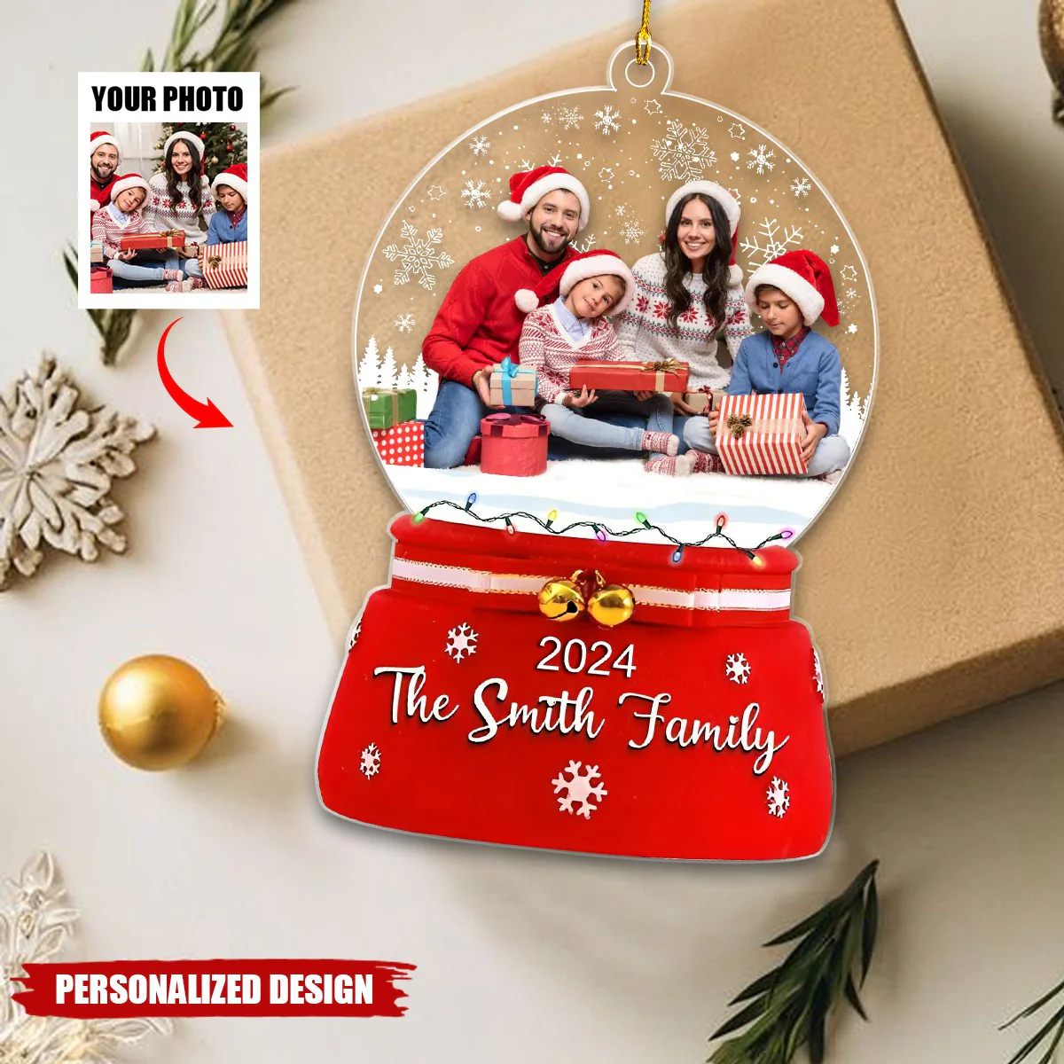 Family, Siblings, Friends Christmas Personalized Ornament With Photo - Image 2