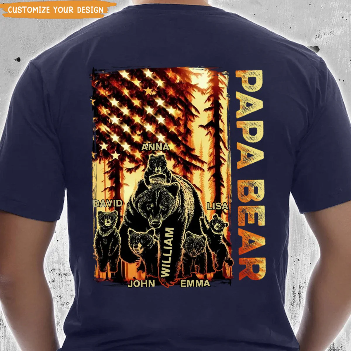 Father's Day Gift For Dad-Grandpa - Papa Bear Personalized Tshirt - Image 4