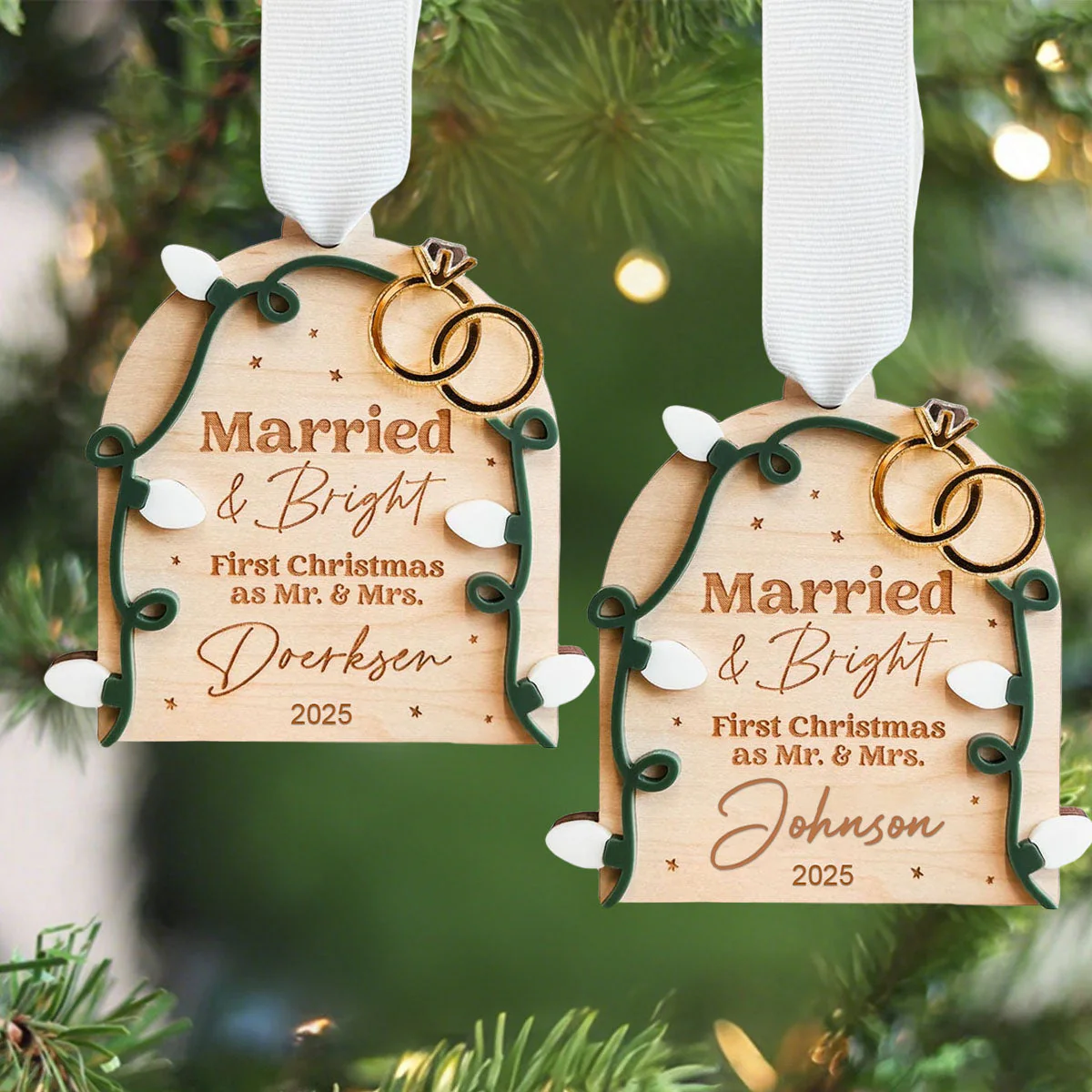 First Christmas As Mr. and Mrs. Ornament, Newlywed Gift - Image 2