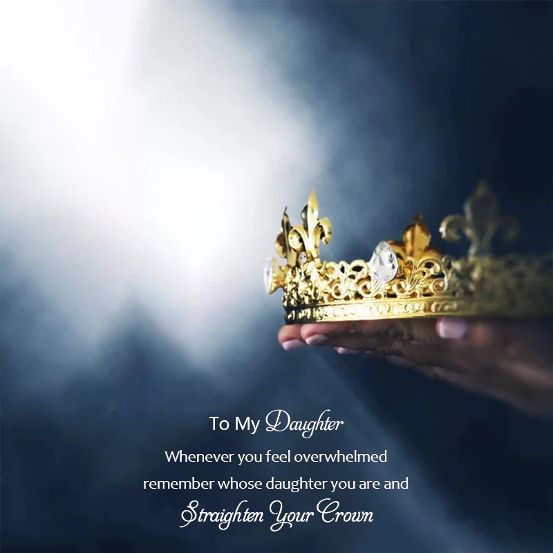 For Daughter - S925 Straighten Your Crown Blue Heart Crystal Crown Necklace - Image 3