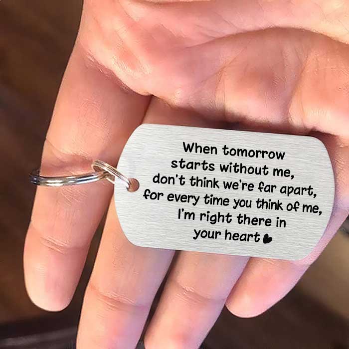 For Every Time You Think Of Me, I'm Right There In Your Heart - Personalized Keychain - Image 2