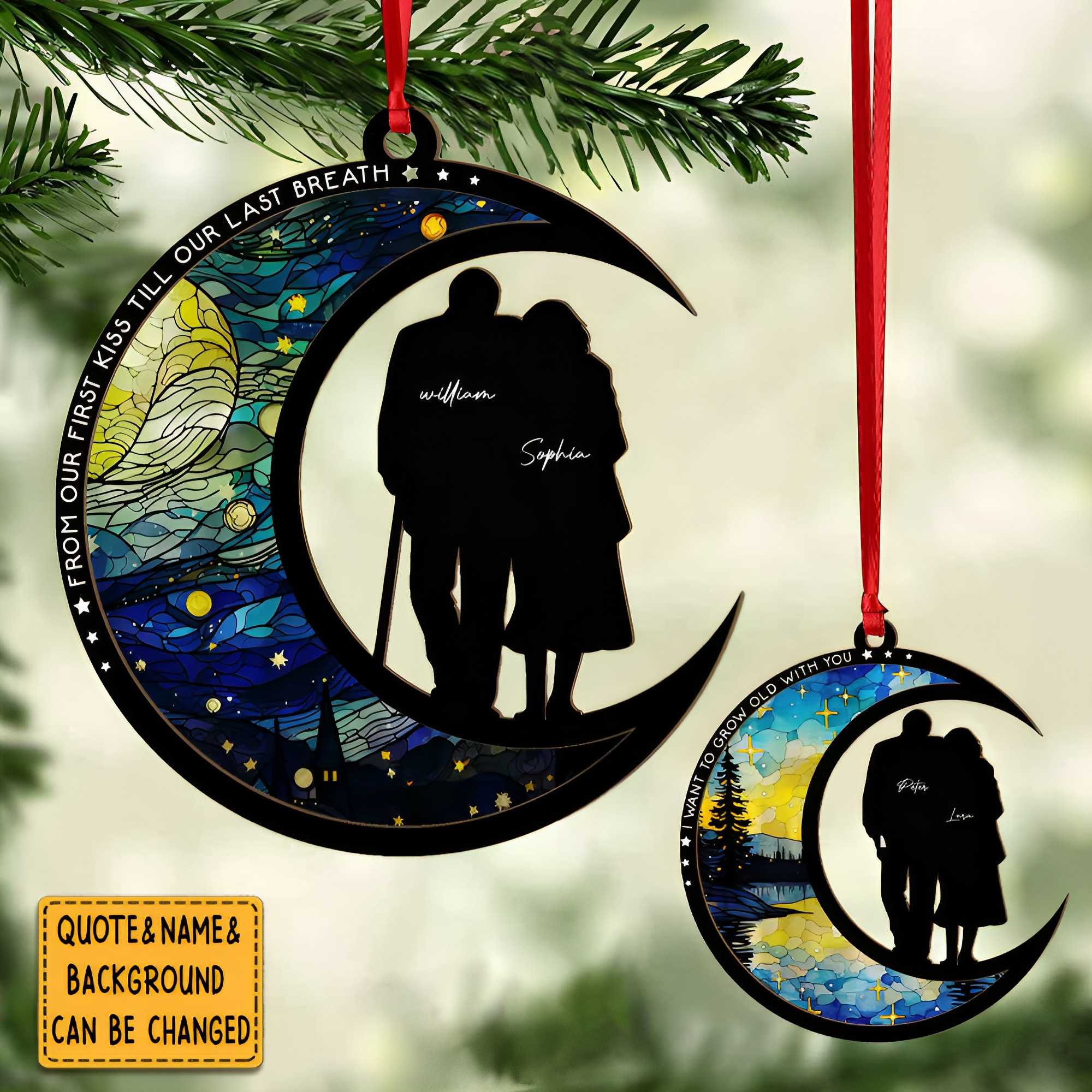 From Our First Kiss Till Our Last Breath - Personalized Suncatcher Ornament - Image 2