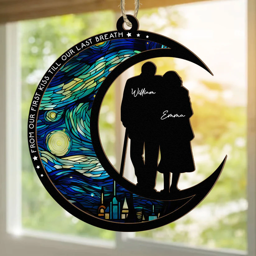 From Our First Kiss Till Our Last Breath - Personalized Suncatcher Ornament - Image 3