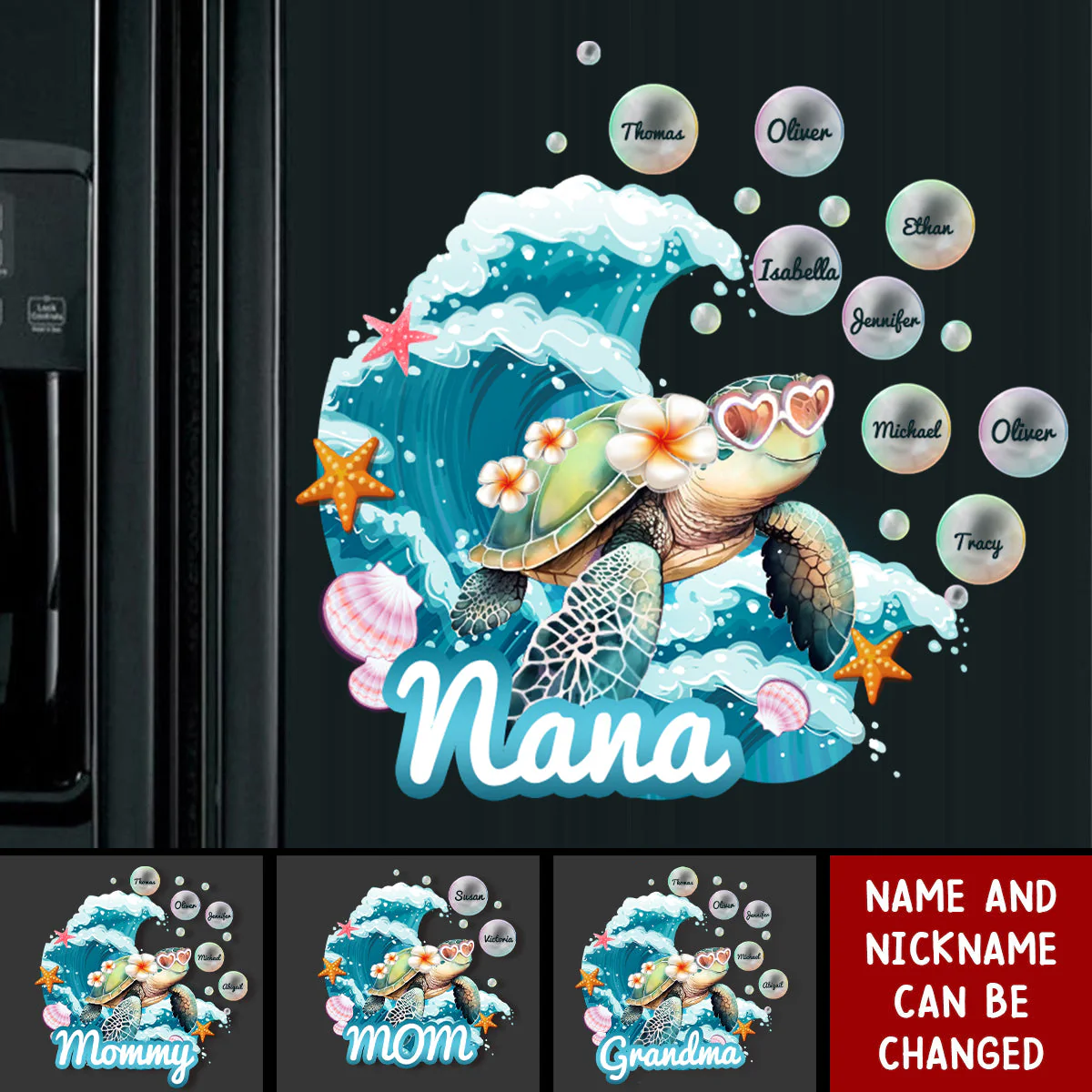 Gift for Cute Grandma Mom Turtle Personalized Sticker Decal - Image 2