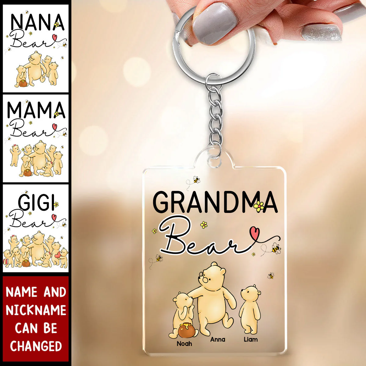 Gift For Grandma Mama Bear Personalized Acrylic Keychain - Image 2
