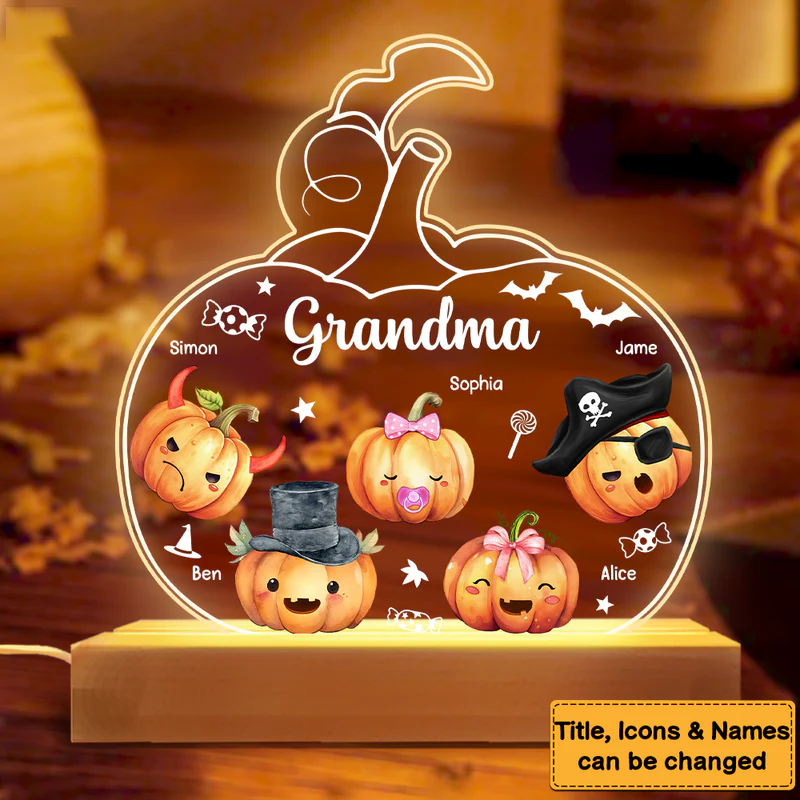 Gift For Grandma Pumpkin Shape Plaque LED Lamp Night Light - Image 2