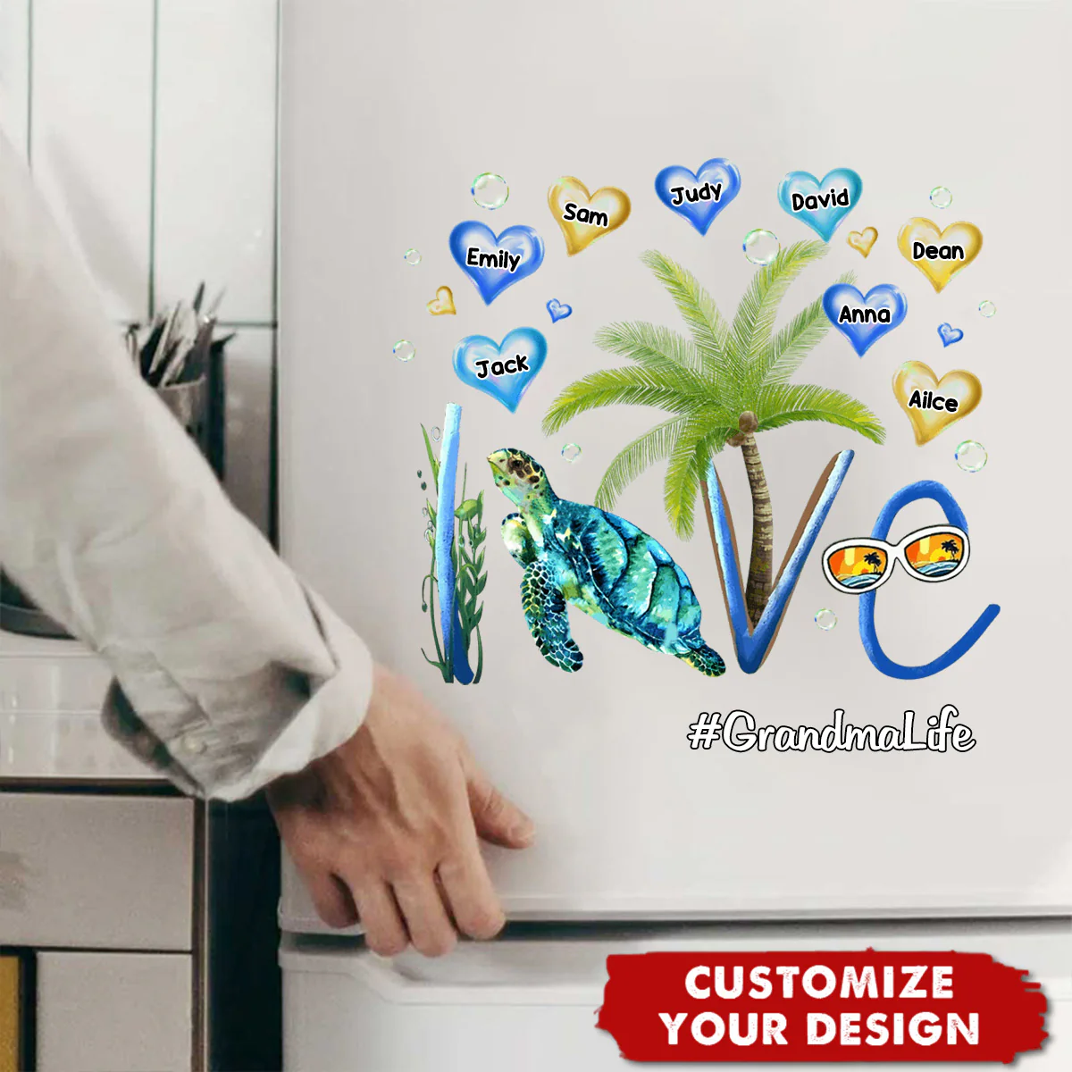 Love Grandma Mom Life Turtle Personalized Sticker - Image 2