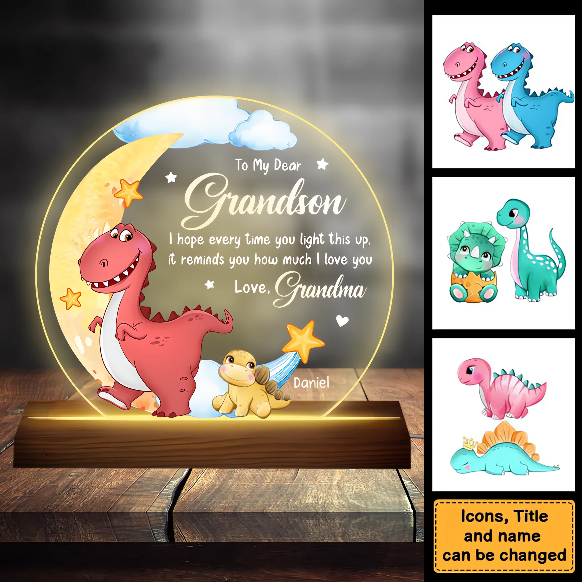 Gift For Grandson Plaque LED Lamp Night Light - Image 2