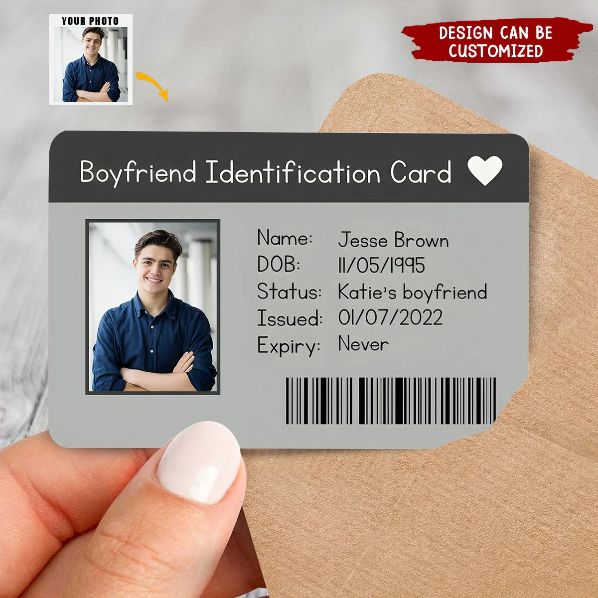 Girlfriend Boyfriend Identification Card - Personalized Aluminum Wallet Card - Image 2