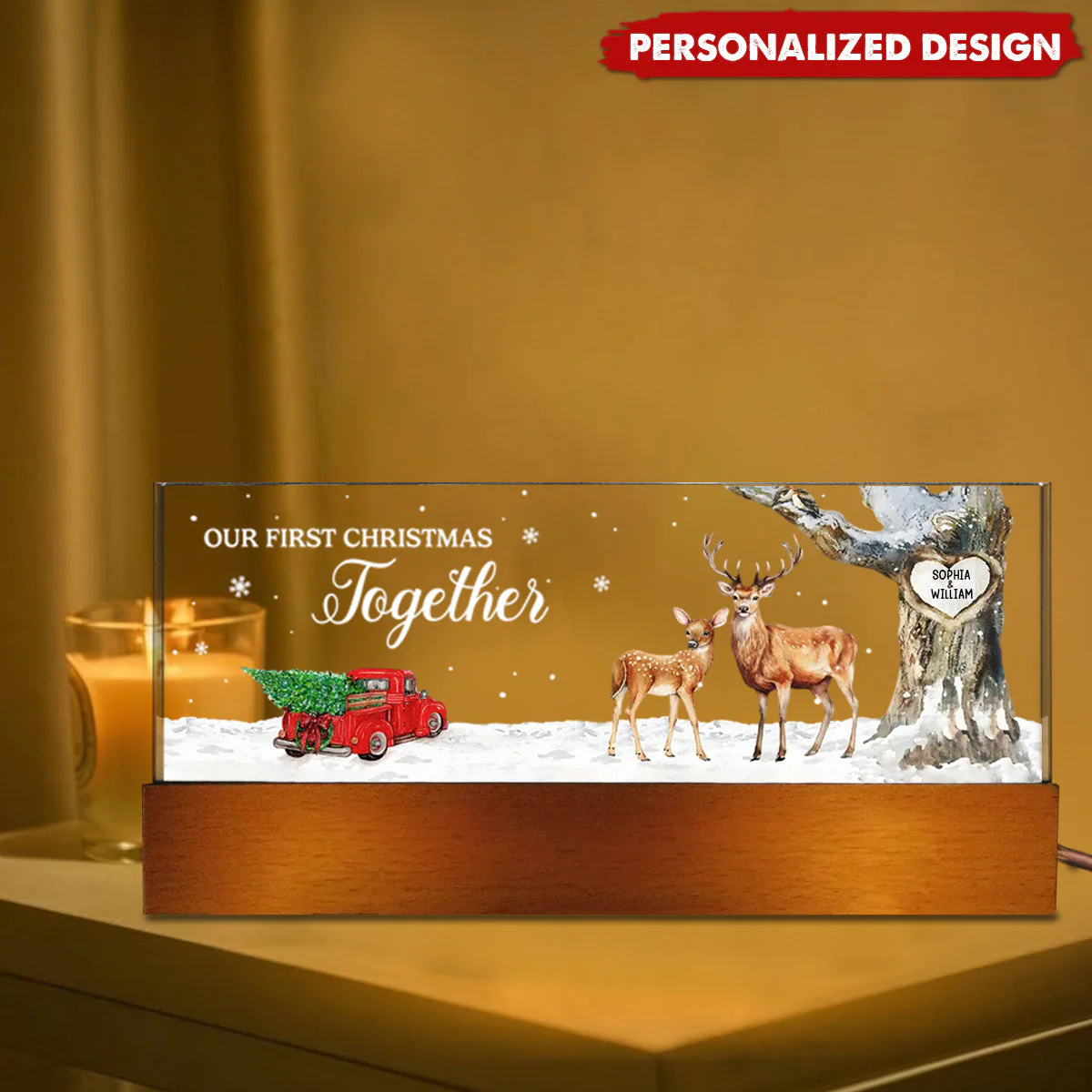 God Blessed The Broken Road Personalized LED Night Light, Christmas Gift for Couples - Image 2