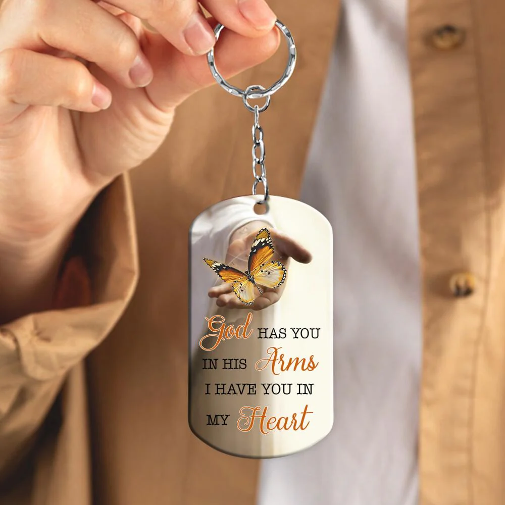 God Has You In His Arms-Personalized Keychain - Image 2