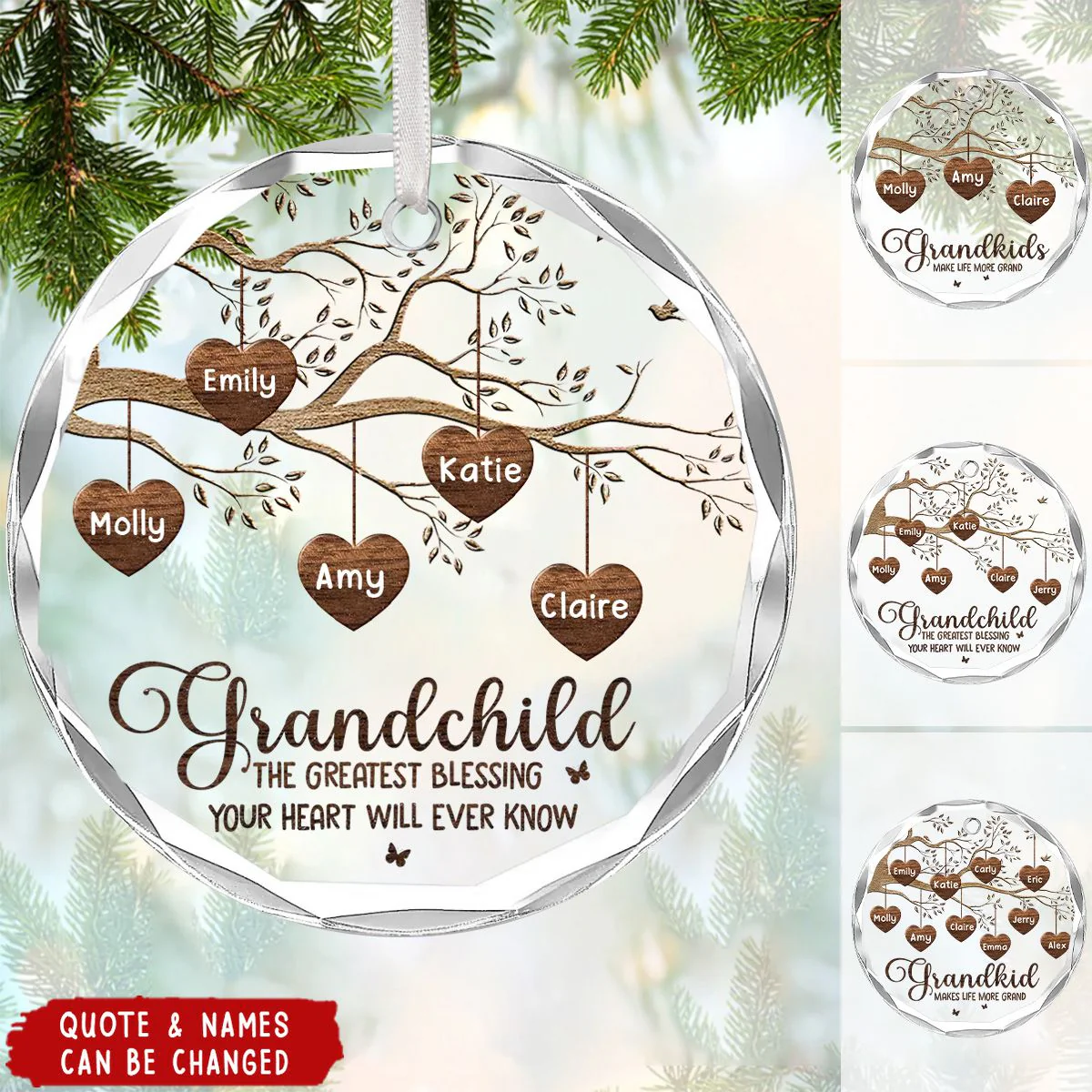 Grandchildren Make Life Better - Personalized Custom Ornament - Image 2