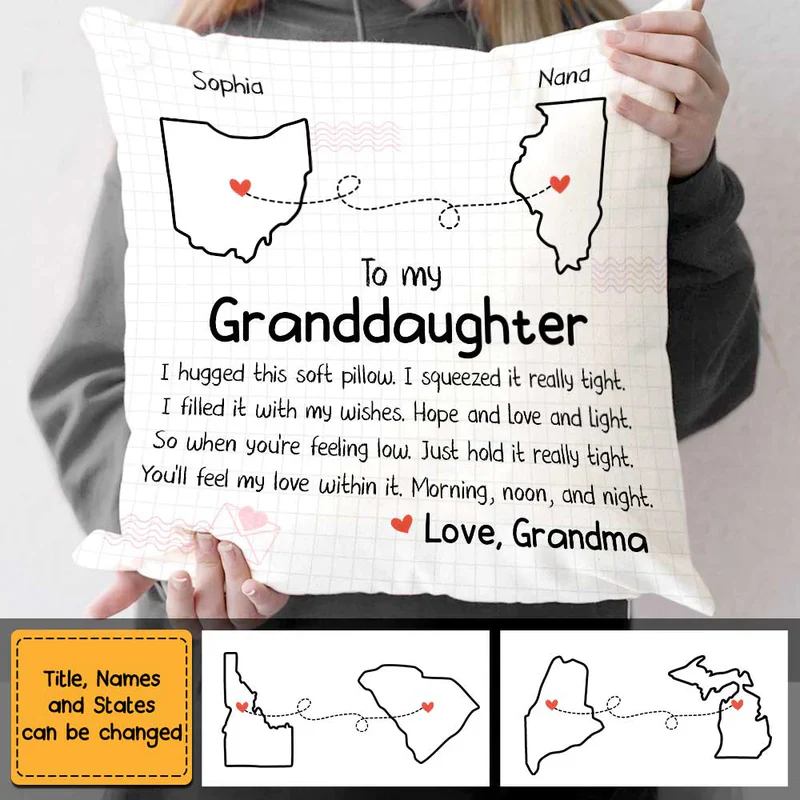 Granddaughter Long Distance Hug This Drawing Personalized Pillowcase - Image 2