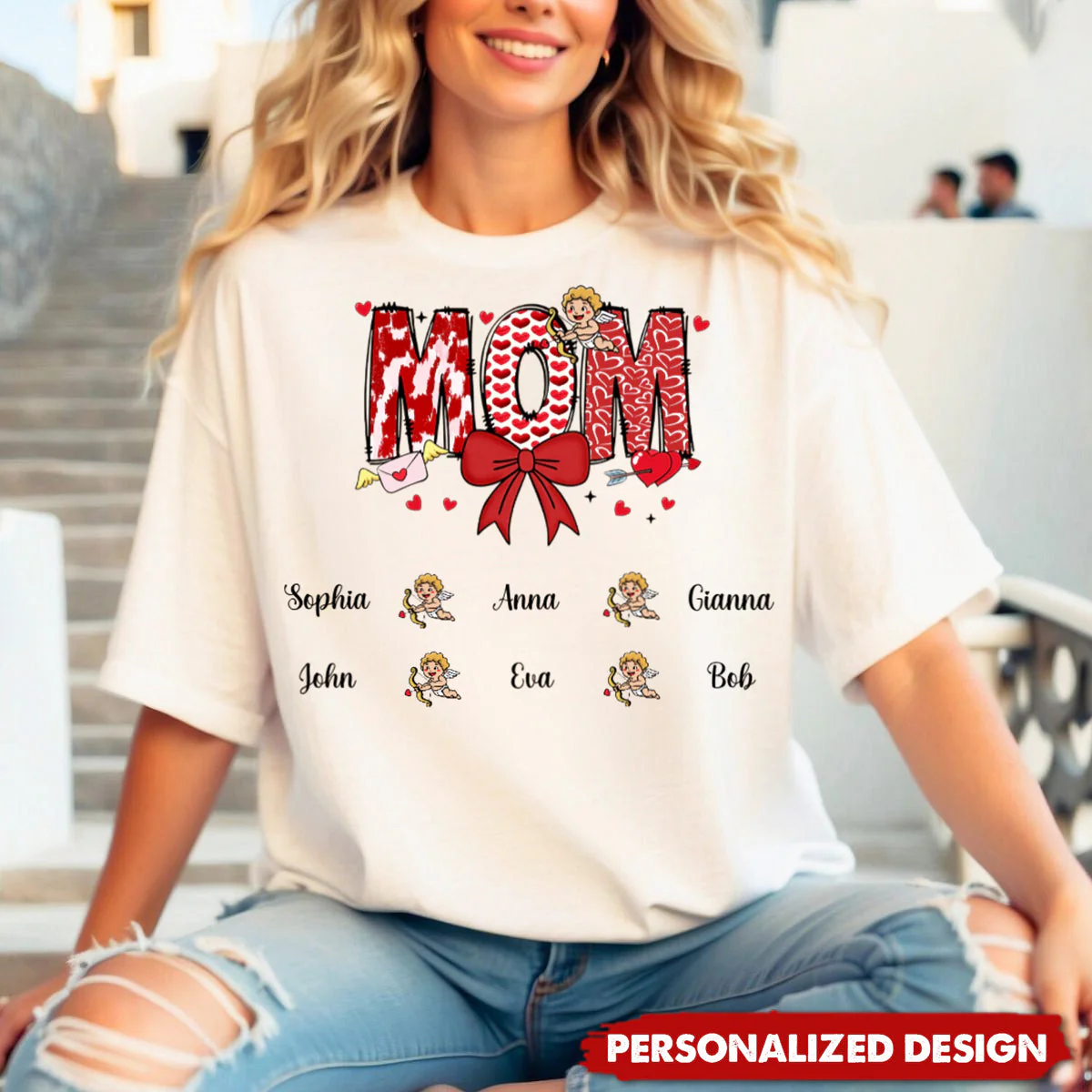 Personalized Valentine Shirt For Mimi Nana Mom Grandma - Custom Kid Names - Image 2