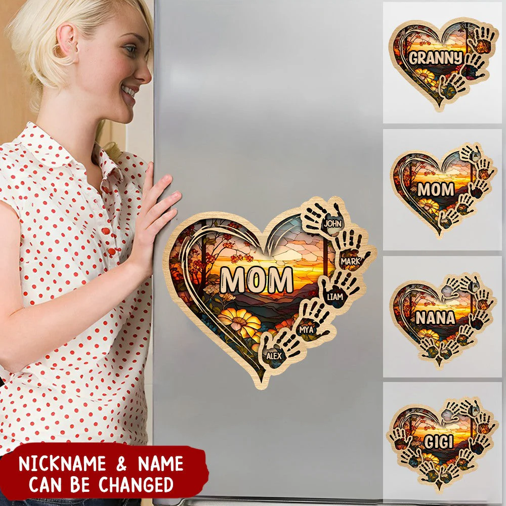 Grandma Mom Heart Hand Print Personalized Sticker - Image 2