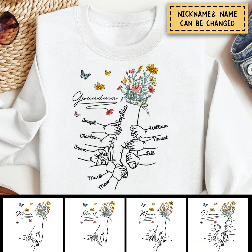 Grandma Mom Flowers With Kids Personalized Sweatshirt