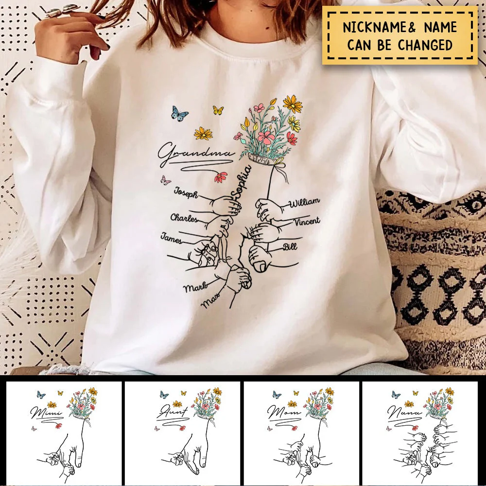 Grandma Mom Flowers With Kids Personalized Sweatshirt - Image 2