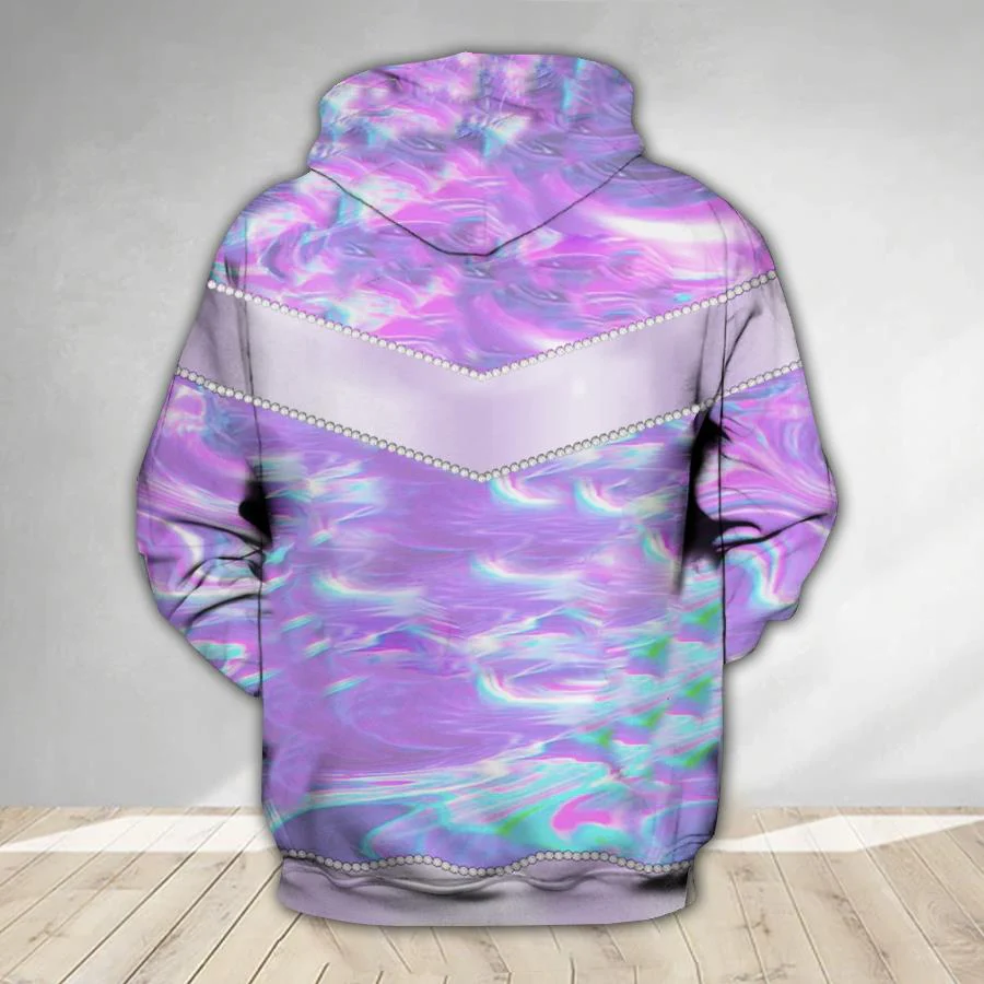 Grandma Violet Heart Grandkids Personalized All Over Print Hoodie - Image 2