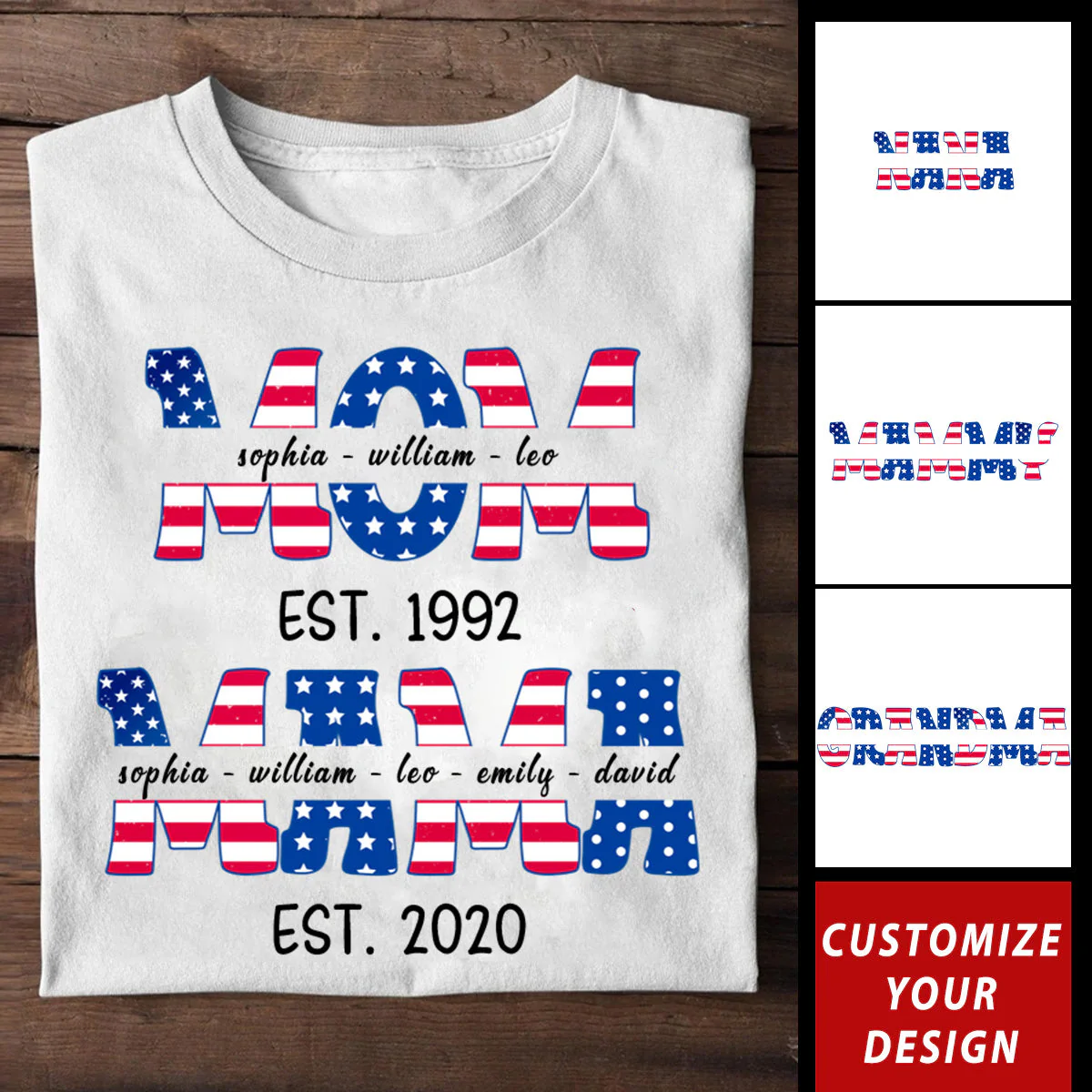 Gift For Mom Grandma 4th Of July Personalized T-shirt