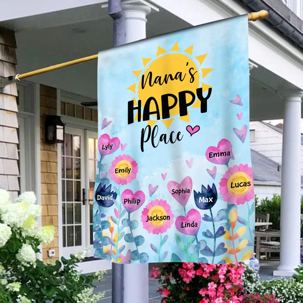 Grandma's Happy Place Personalized Garden House Flag - Image 4
