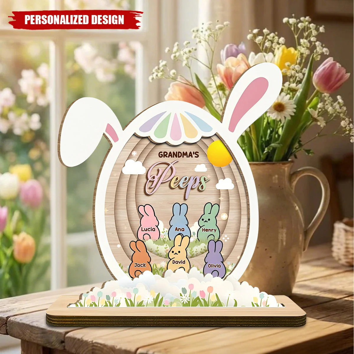 Grandma's Bunny, Flowers, And Eggs, Custom Plaque For Nana - Image 2