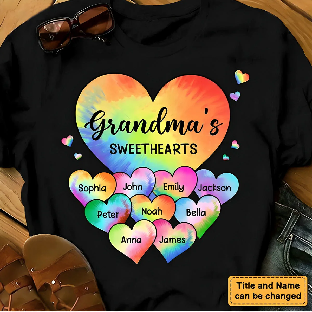 Grandma's Sweet Hearts Grandkids Tie Dye Shirt - Image 2