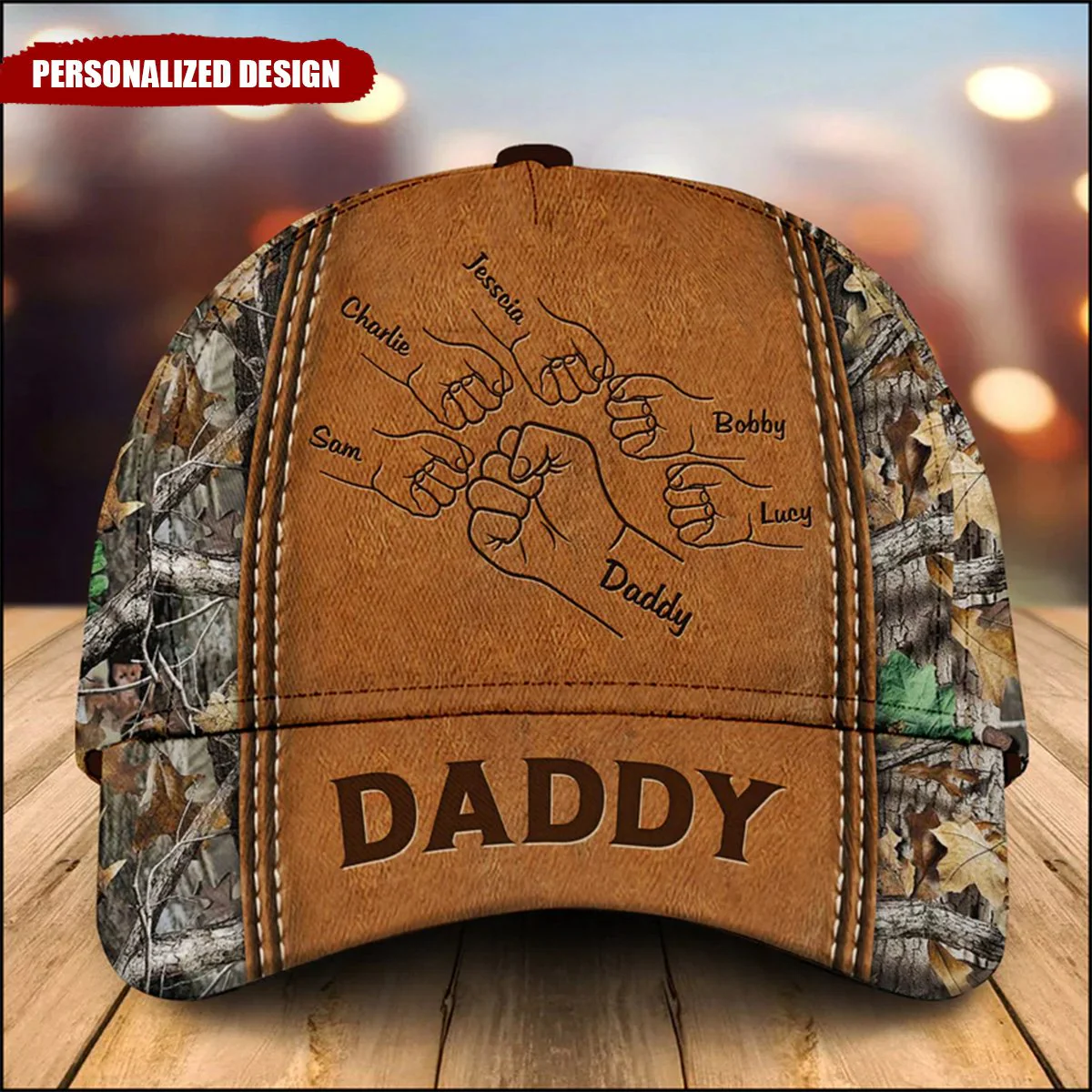 Grandpa Papa Daddy Fist Bump Fathers Day Family Personalized Cap - Image 2
