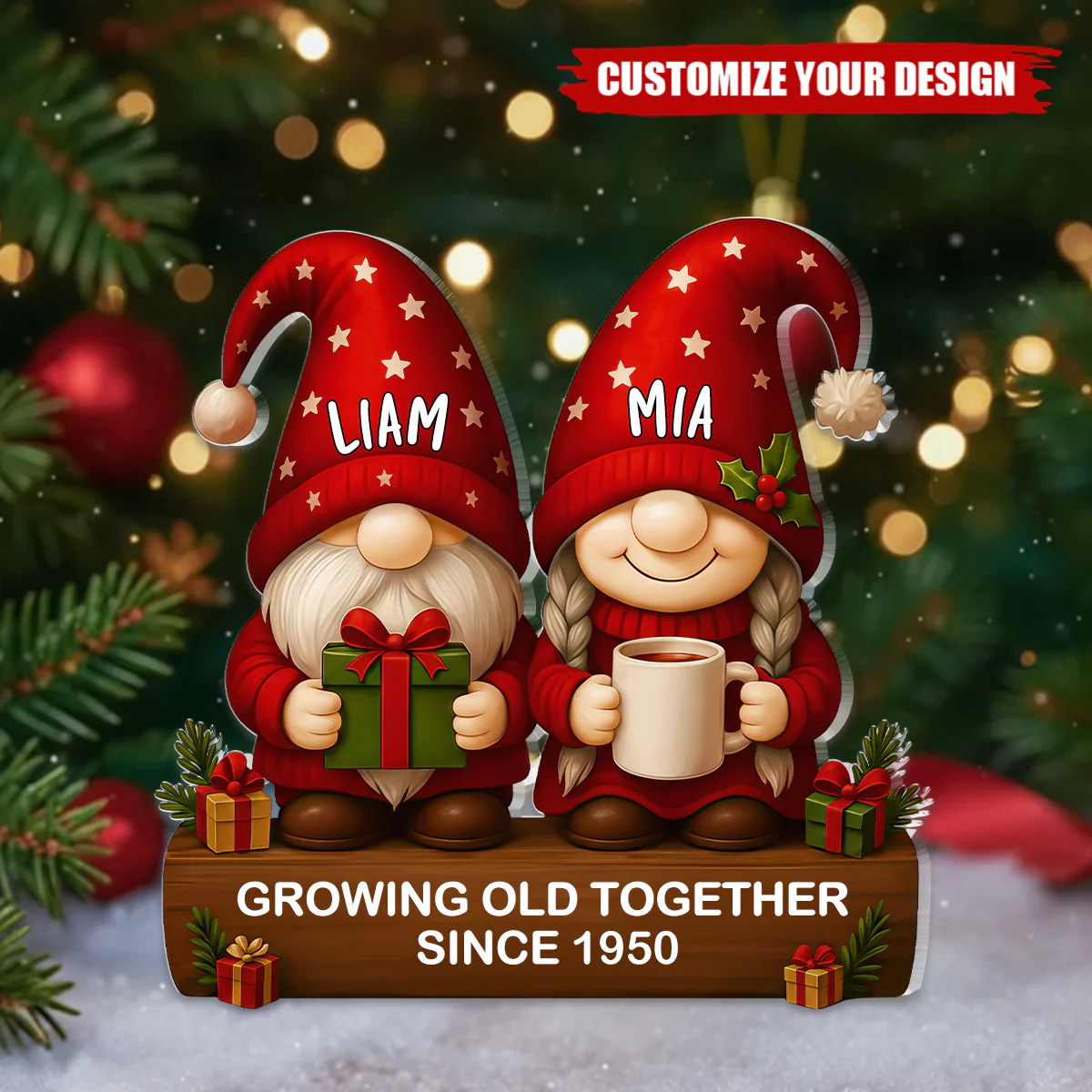 ''Growing Old Together''-Personalized Couple Plaque