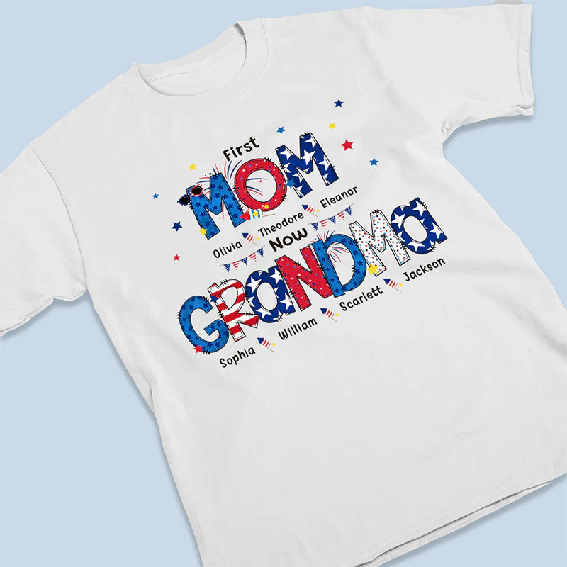 Happiness Is Being A Mom Grandma - Family Personalized T-shirt - Image 4