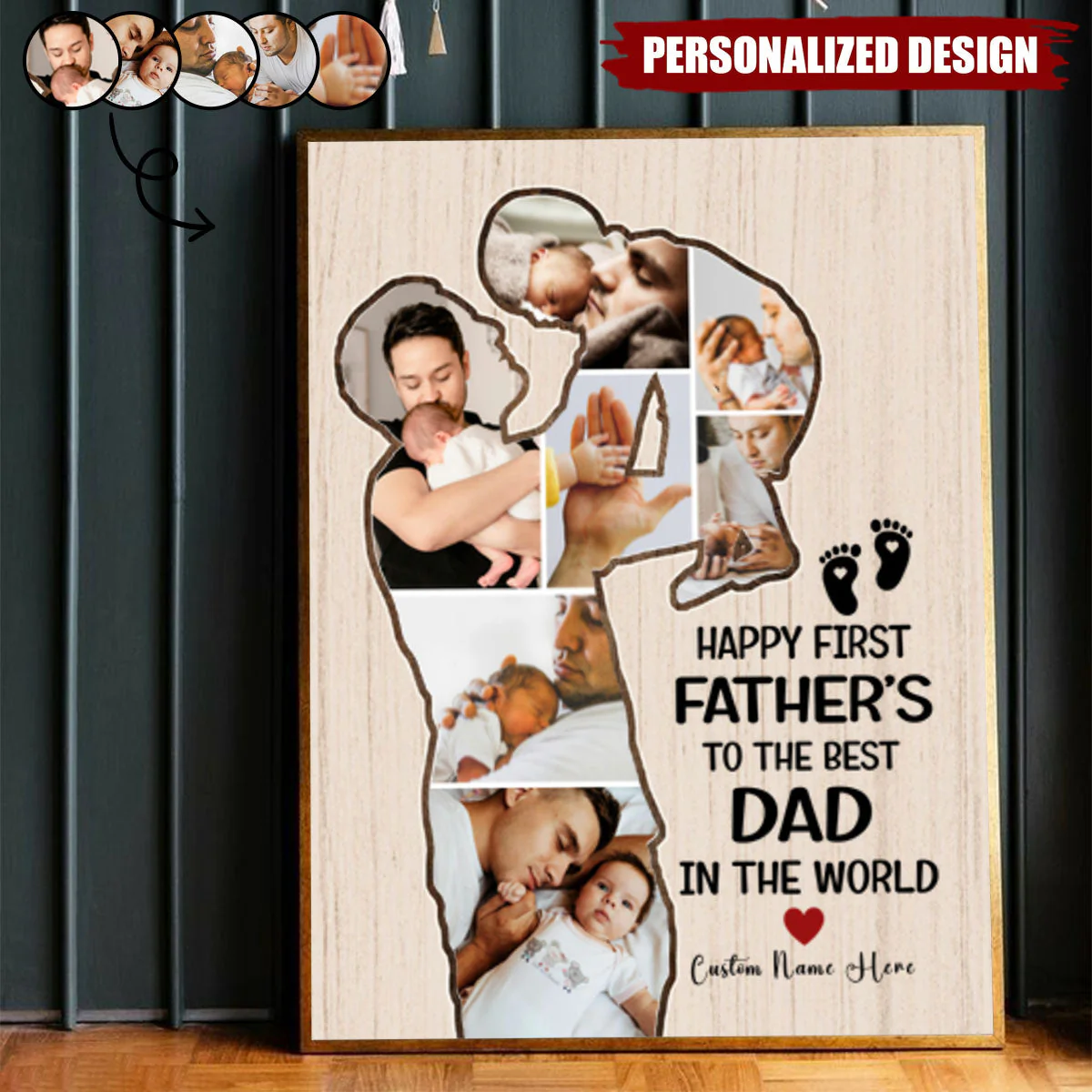 Happy First Father’s Day - Personalized Picture Print Canvas - Image 2