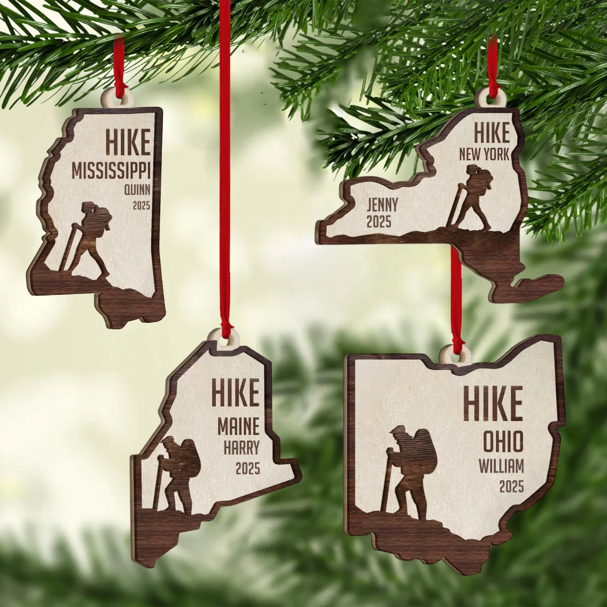 Hiking Team - Personalized Hiking 2 Layered Piece Ornament - Image 2