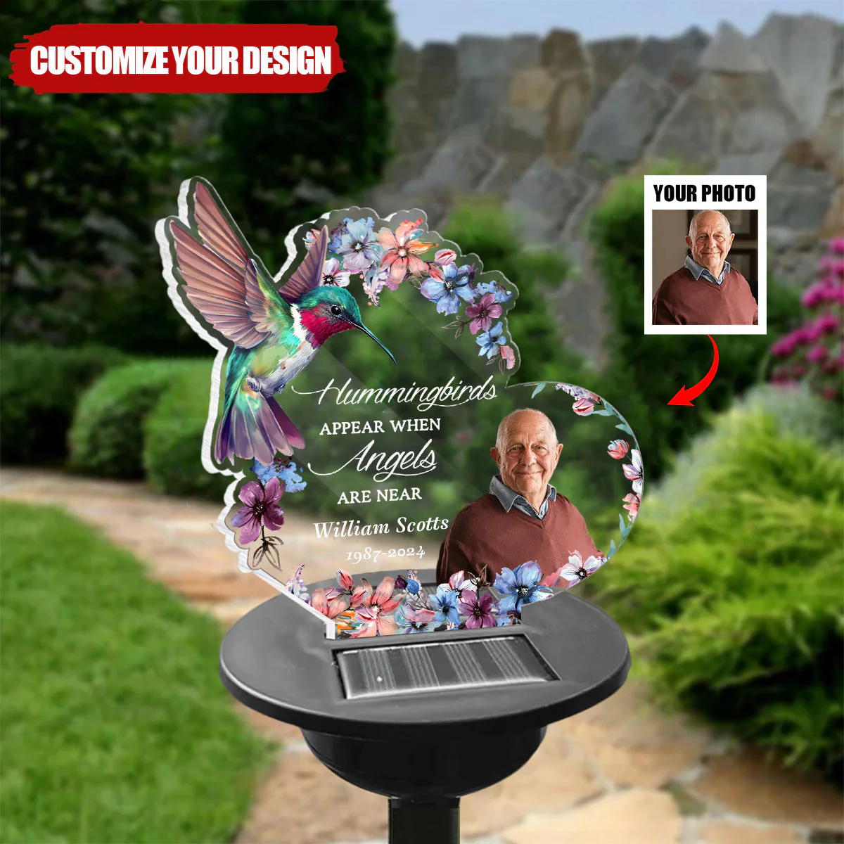Hummingbirds Appear When Angels Are Near - Personalized Solar Light - Image 2