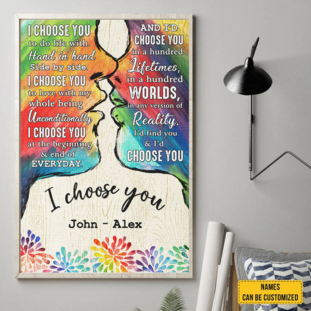 I Choose You To Do Life With - Couple Personalized Custom Vertical Canvas - Gift For Couples - Image 2