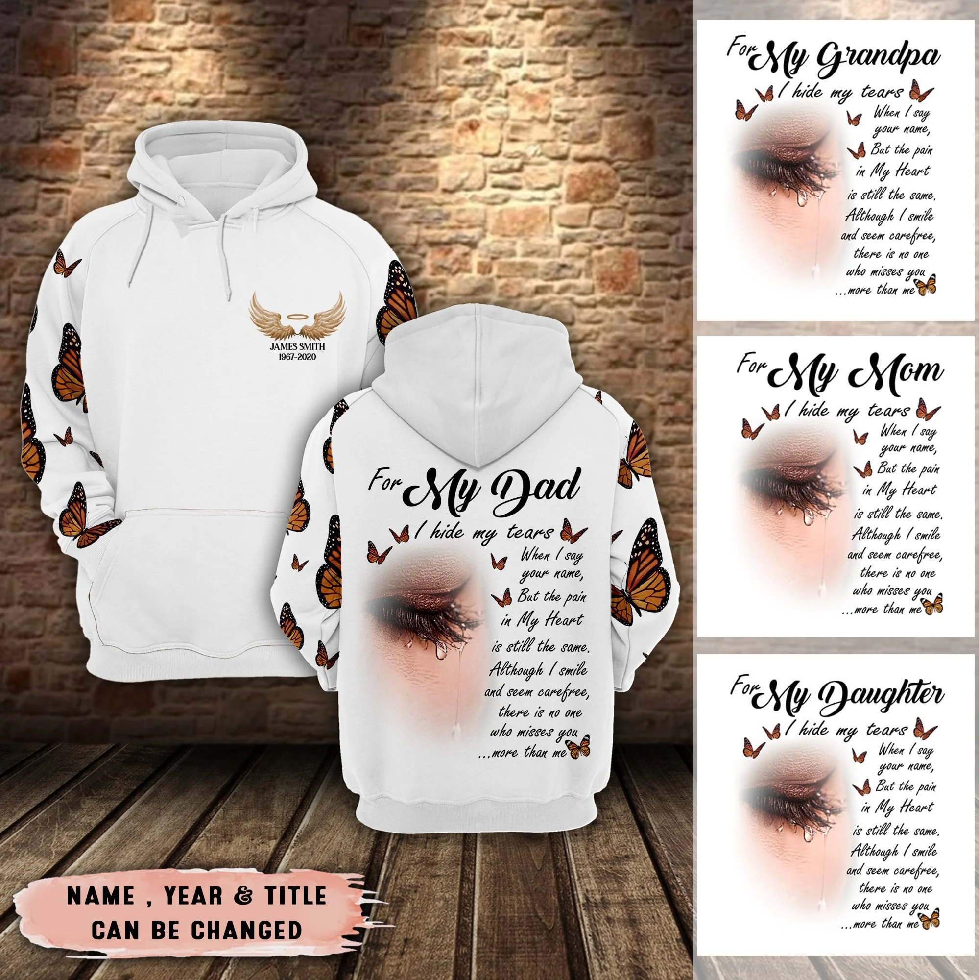 I Hide My Tears Personalized All Over Print Hoodie