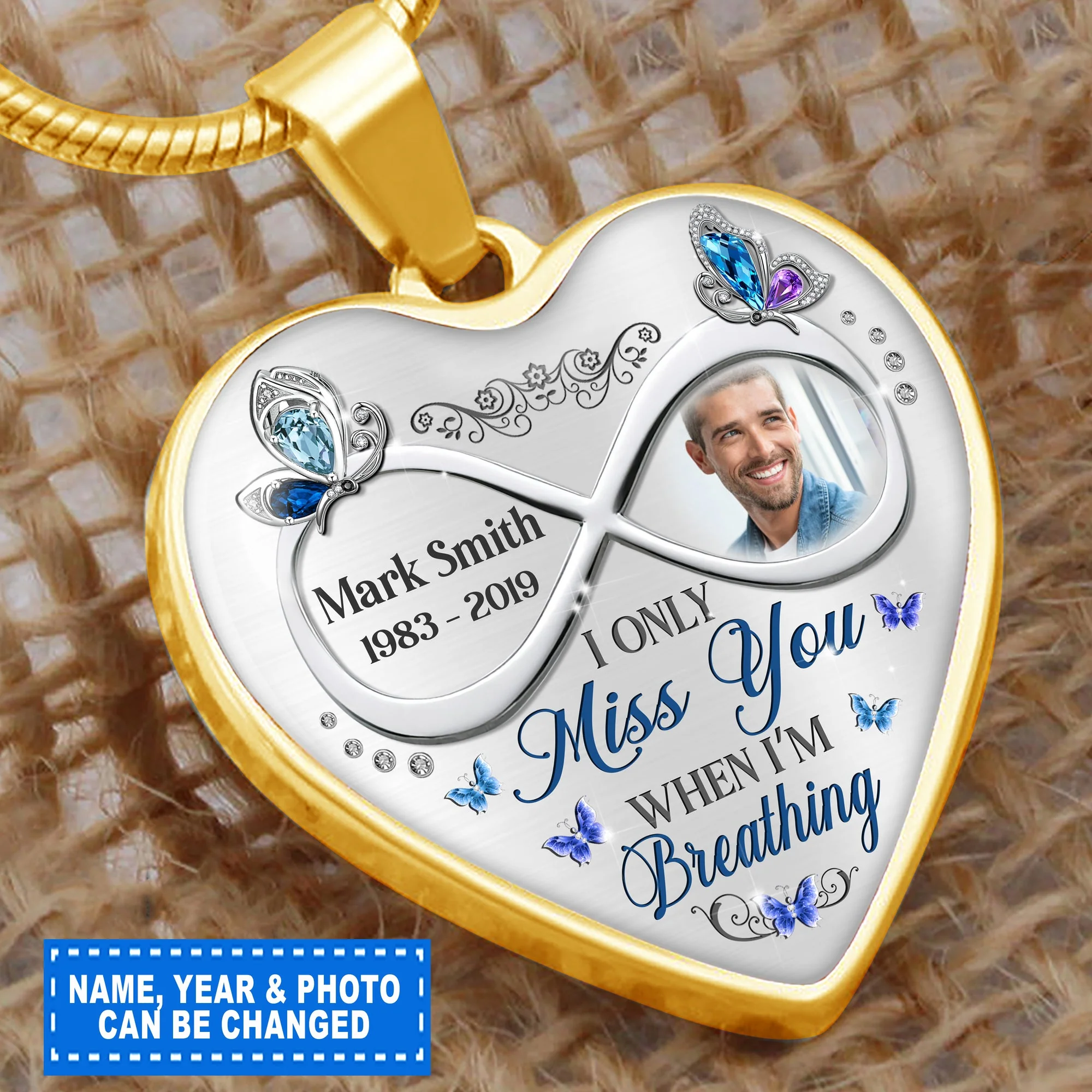 I Only Miss You When I'm Breathing Personalized Necklace - Image 2