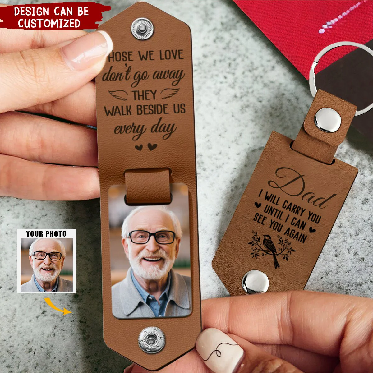 I Will Carry You Until I Can See You Again - Personalized Leather Photo Keychain - Image 2