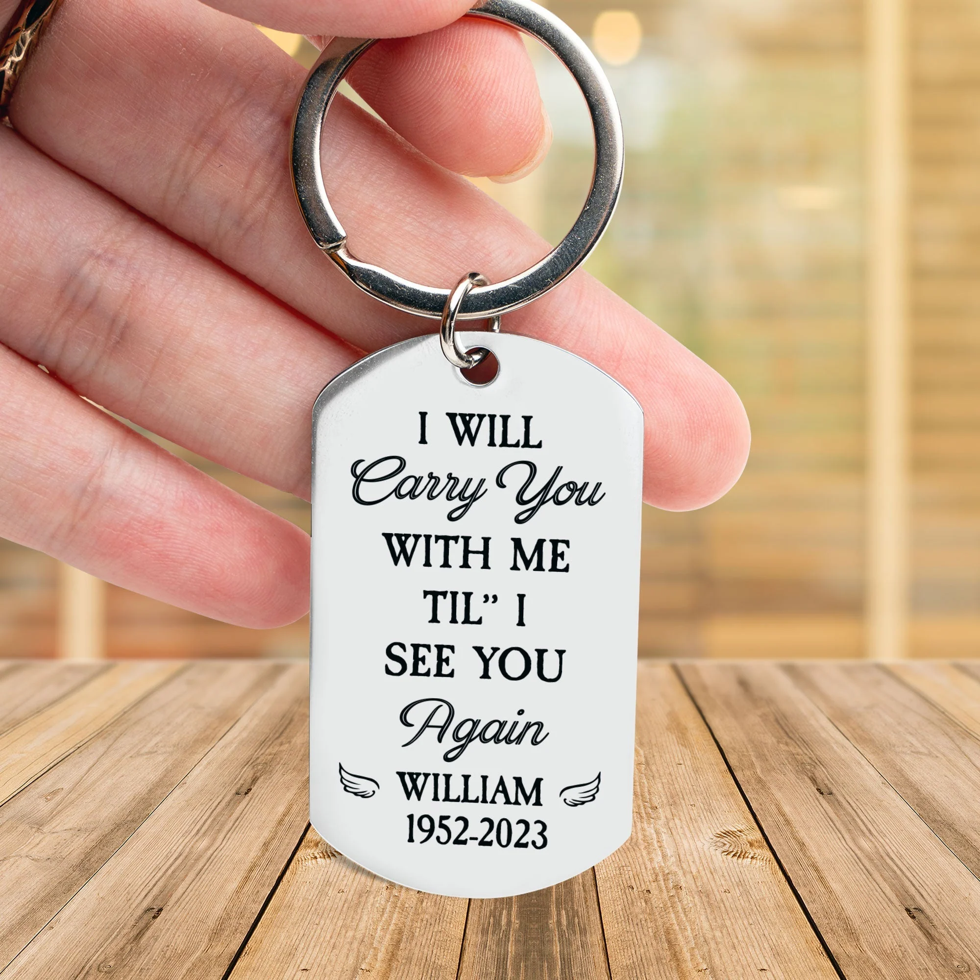 I Will Carry You With Me -Personalized Engraved Stainless Steel Keychain - Image 5